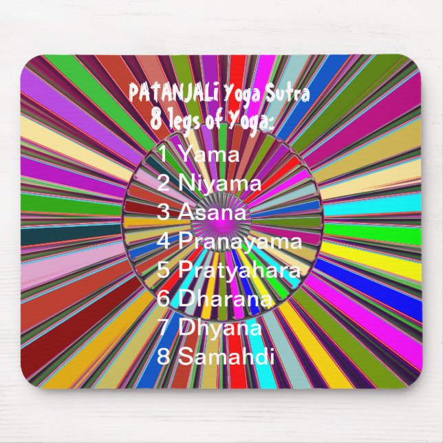 YOGA Checklist : 8 steps of PATANJALI SUTRA Mouse Pad (Front)