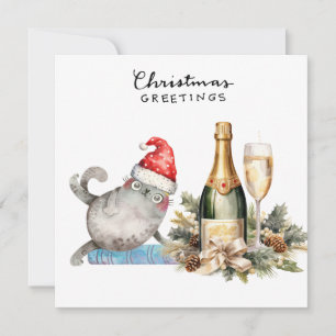 Yoga Christmas Santa Cat  Posing Party invitation