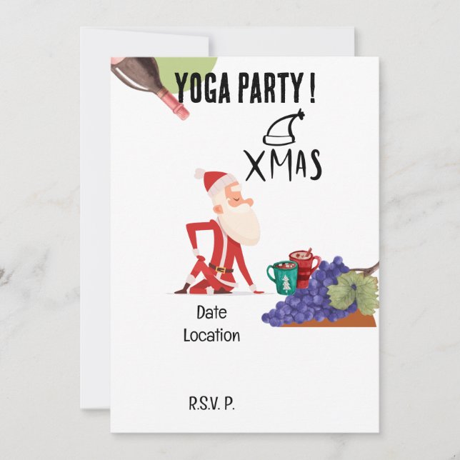 Yoga Christmas Santa Claus instructor  Invitation (Front)