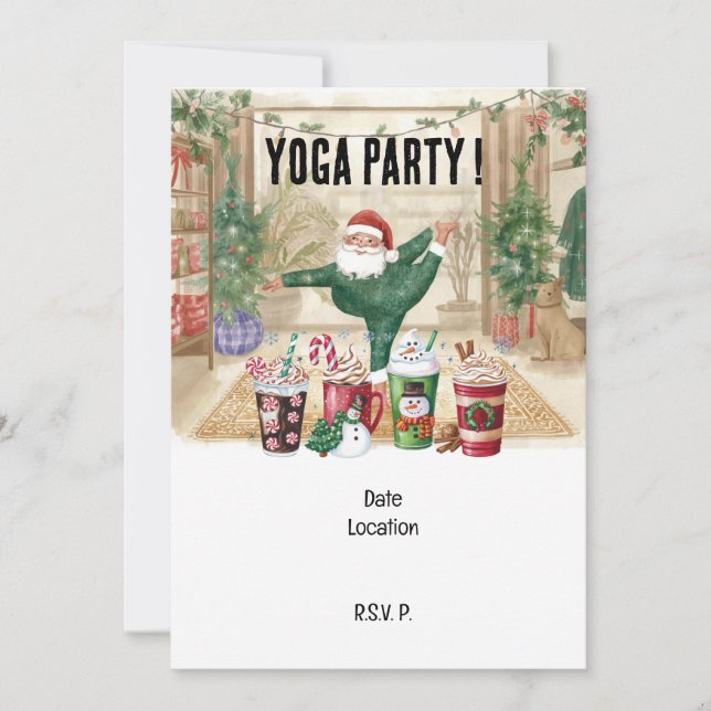 Yoga Christmas Santa Claus instructor  Invitation (Front)