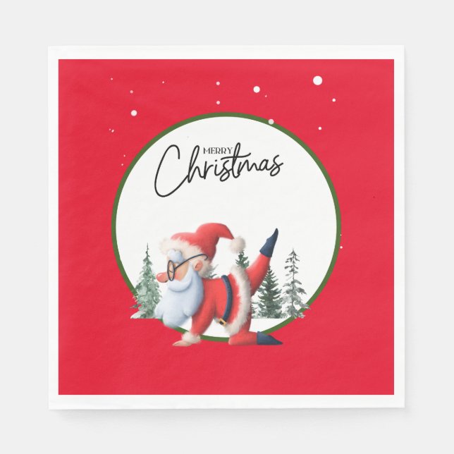 Yoga Christmas Santa Claus instructor  Napkins (Front)