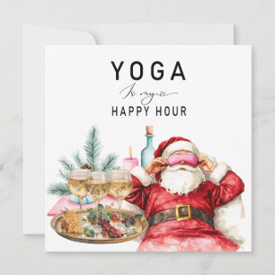 Yoga Christmas Santa Claus Posing breathe Holiday Card