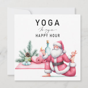 Yoga Christmas Santa Claus Posing Holiday Card