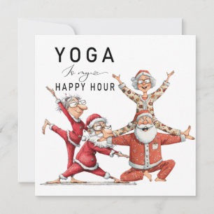 Yoga Christmas Santa Claus Posing Holiday Card