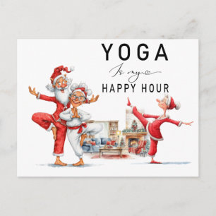 Yoga Christmas Santa Claus Posing Holiday Postcard