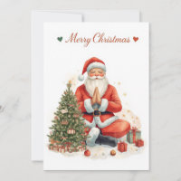 Yoga Christmas Santa Claus posing Yoga Holiday