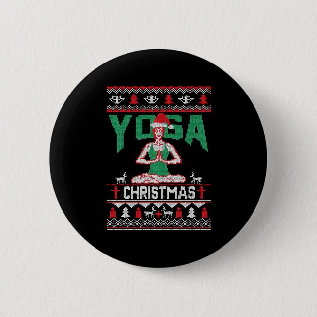 Yoga Christmas Shirt Button (Front)