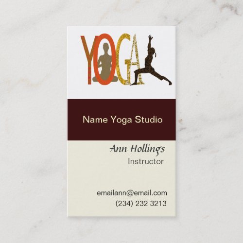Yoga  Wellness Fitness Modern Text Designs Business Card Template