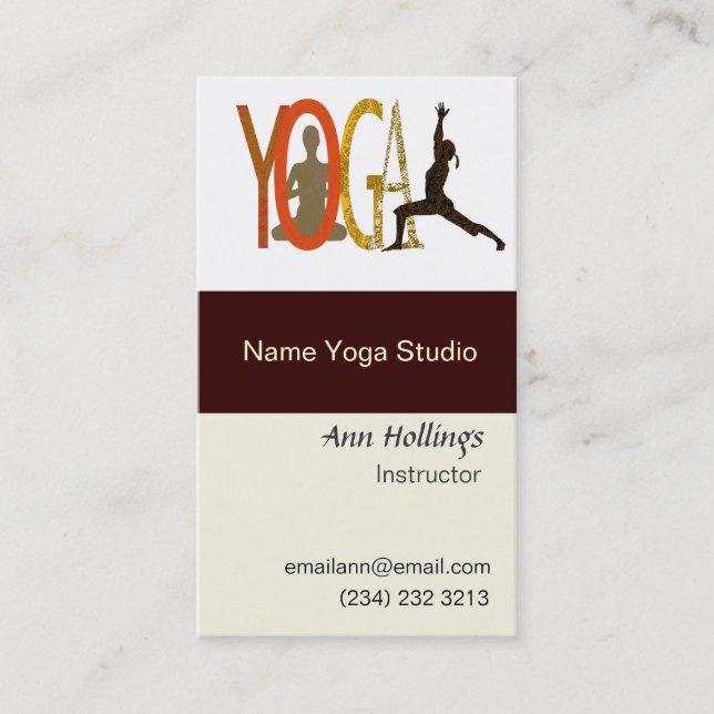 Yoga Class Instructor  Wellness Pilates Business Card (Front)