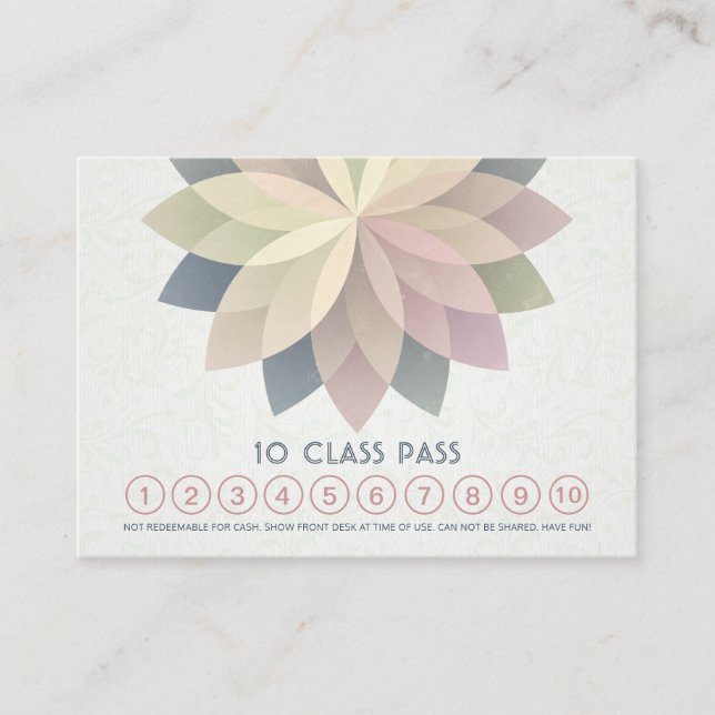 Yoga Class Pass Loyalty Appointment Card Mandala (Front)