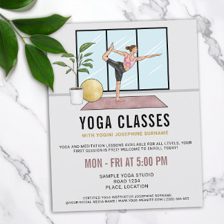 Yoga Classes Dancer Pose Yoga Instructor Lessons Flyer