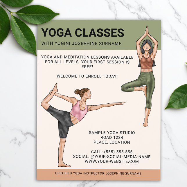Yoga Classes Instructor Meditation Trainer Women Flyer (Creator Uploaded)