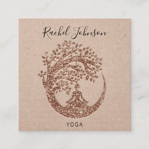 Yoga Classes School Instructor Holistic Qr Logo Square Business Card