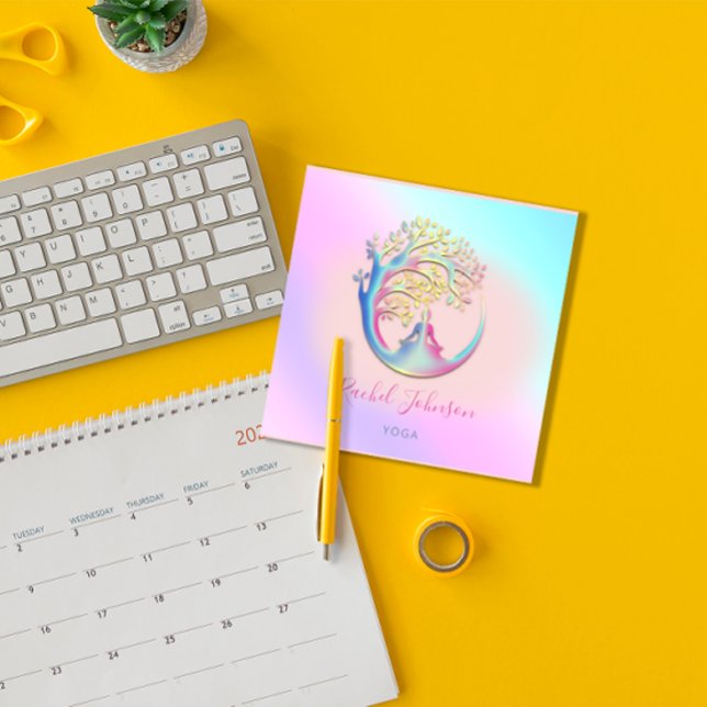 Yoga Classes School Logo Instructor QR Heal Ombre Square Business Card (Yoga Classes School Logo Instructor QR Heal Ombre Square Business Card)