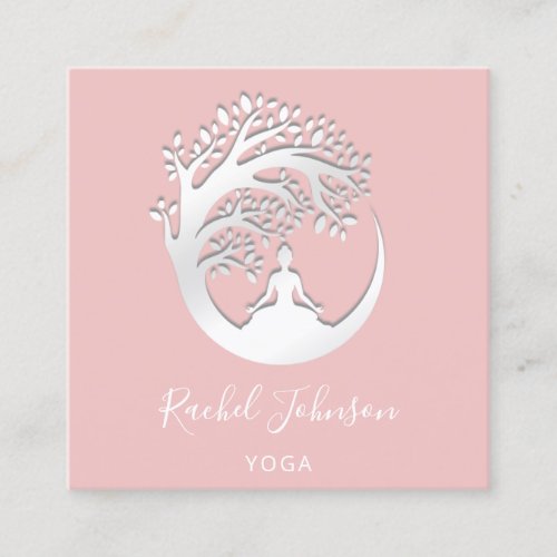 Yoga Classes School Logo Instructor QR HealIng  Square Business Card