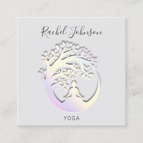 Yoga Classes School Private Instructor Logo QRCode Square Business Card