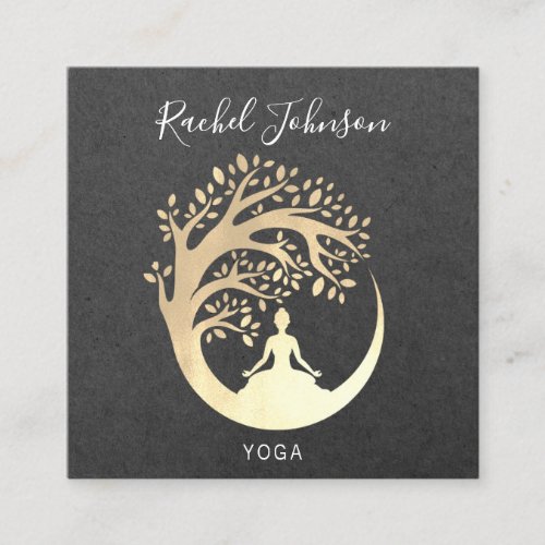 Yoga Classes School Private Instructor Qr Code  Square Business Card