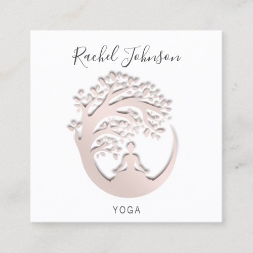 Yoga Classes School Private Instructor Qr Code  Square Business Card