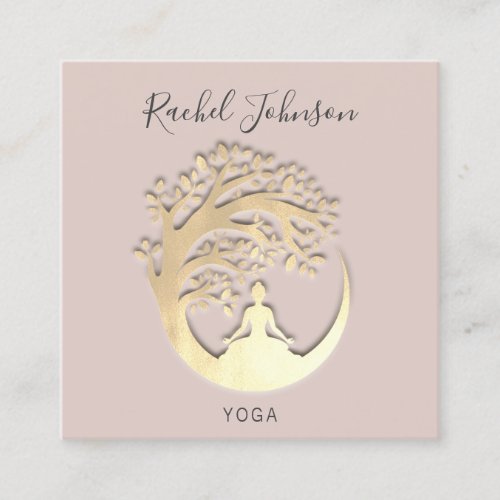 Yoga Classes School Private Instructor QrCode Rose Square Business Card