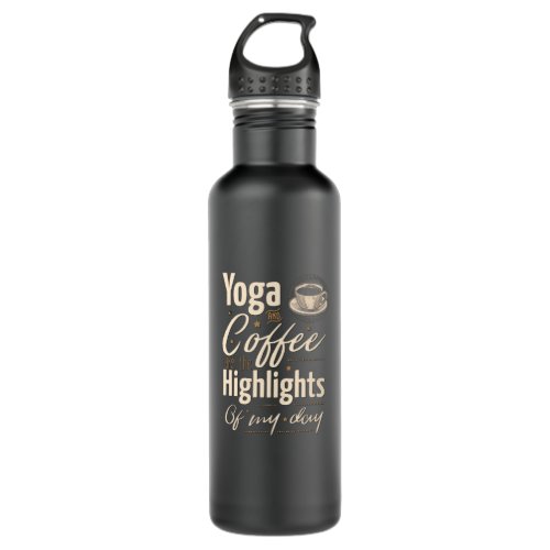 Yoga coffee mindfulness meditation dark background stainless steel water bottle