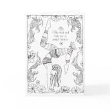 yoga coloring greeting card