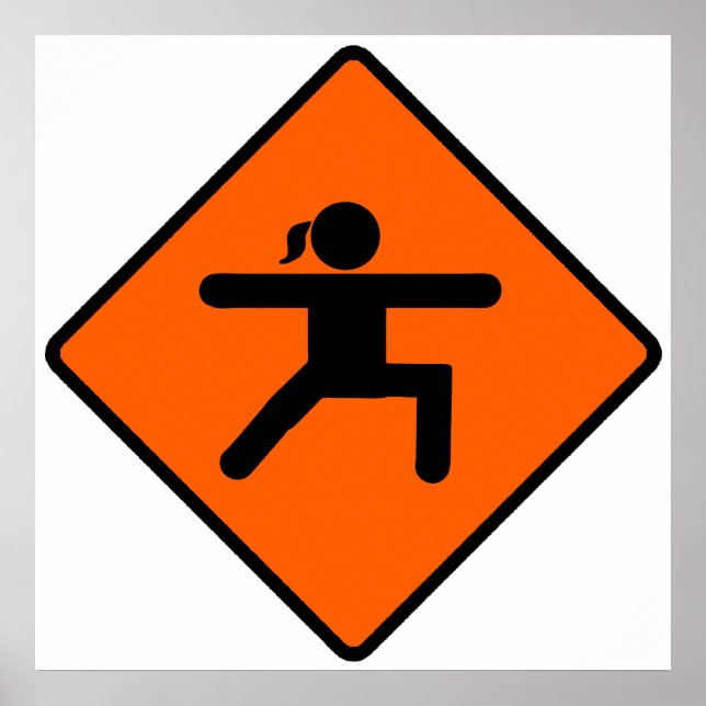 Yoga Crossing Sign Warrior Pose Stick Figure  (Front)