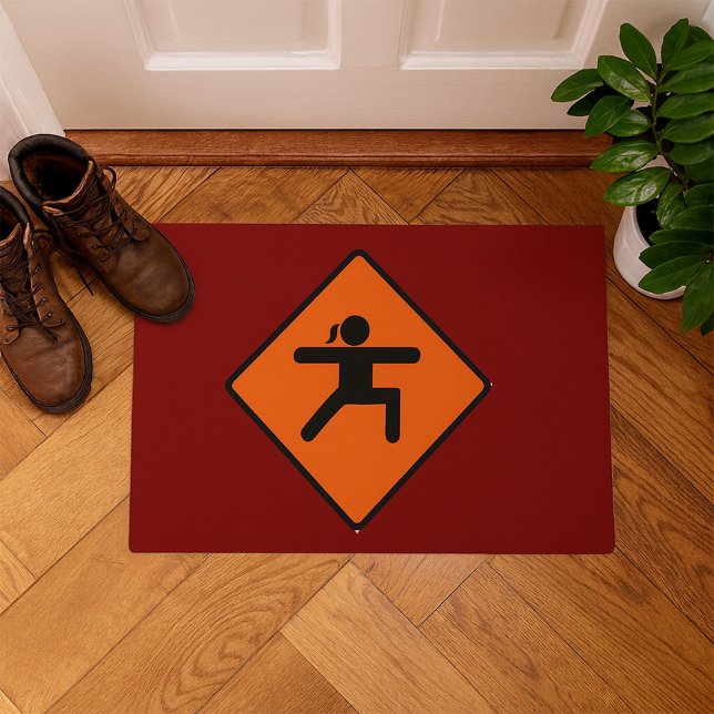 Yoga Crossing Sign Warrior Pose Stick Figure  Doormat (Creator Uploaded)