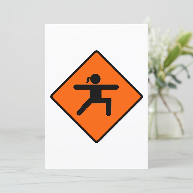 Yoga Crossing Sign Warrior Pose Stick Figure  Invitation (Creator Uploaded)