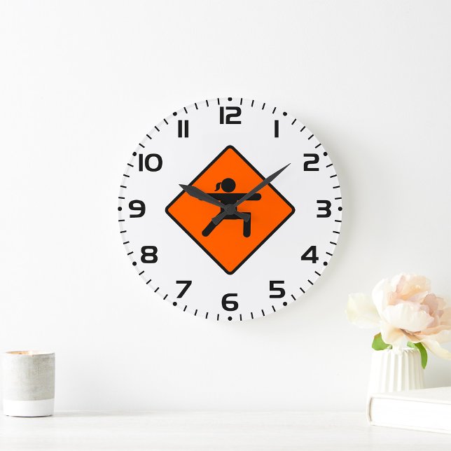Yoga Crossing Sign Warrior Pose Stick Figure  Large Clock (Creator Uploaded)
