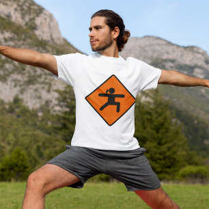 Yoga Crossing Sign Warrior Pose Stick Figure T-Shirt
