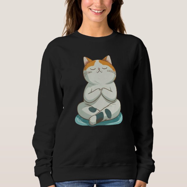 Yoga Cute Kitty Cat Sweatshirt (Front)