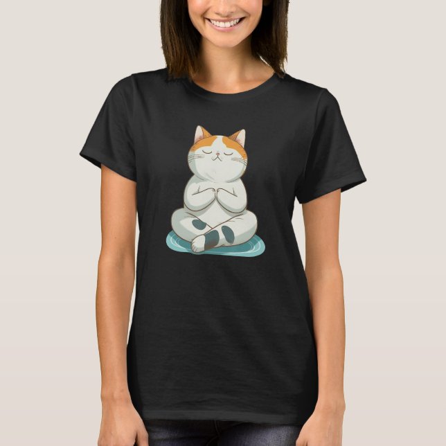 Yoga Cute Kitty Cat T-Shirt (Front)