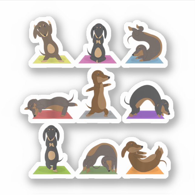 Yoga Dachshund Funny Meditation Dog Lover Gift Zen Sticker (Front)
