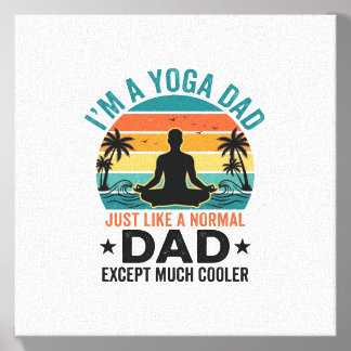 Yoga Dad Vintage Sunset Funny Father Shirt Design_ Canvas Photo Tile