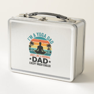Yoga Dad Vintage Sunset Funny Father Shirt Design_ Metal Lunch Box