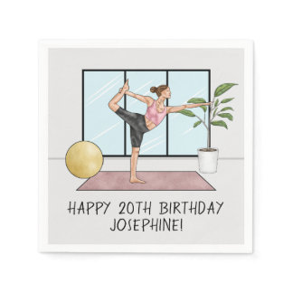 Yoga Dancer Pose Balance Workout Birthday Party Napkins
