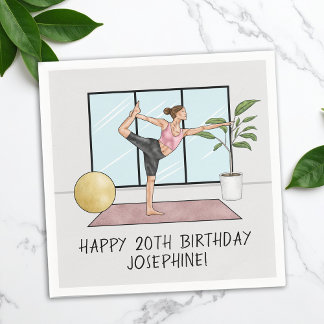 Yoga Dancer Pose Balance Workout Birthday Party Napkins