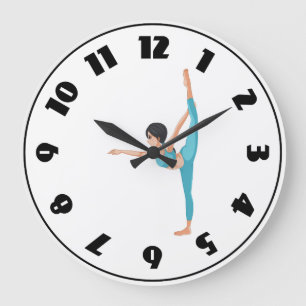 Yoga Dancer Pose Woman Stretching Large Clock