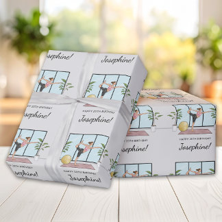 Yoga Dancer Pose Workout Woman Happy Birthday Wrapping Paper