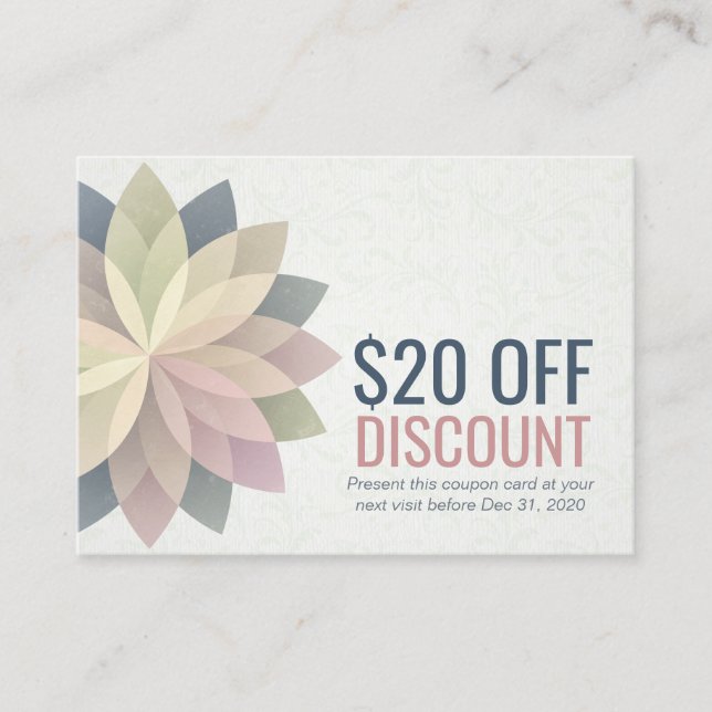 YOGA Discount Coupon Loyalty Colorful Mandala Sign (Front)