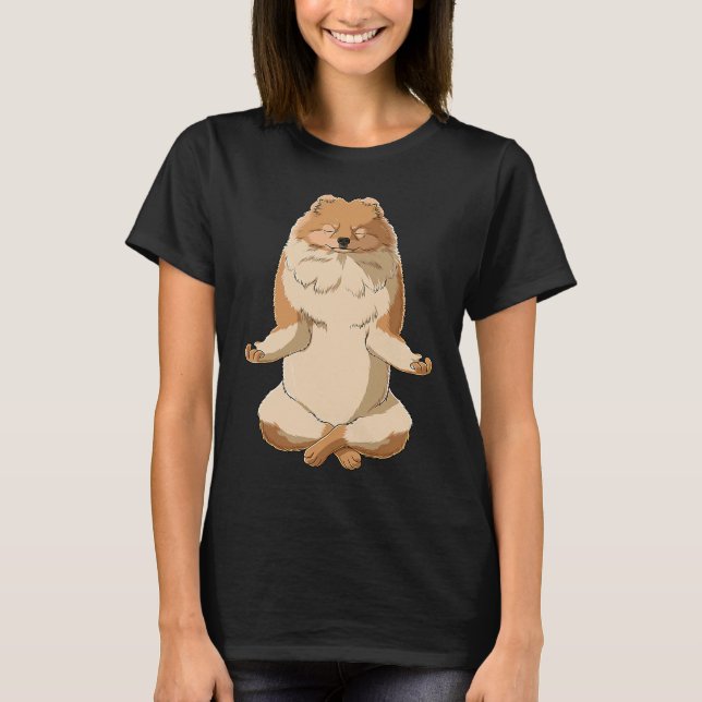 Yoga Dog Pomeranian T-Shirt (Front)