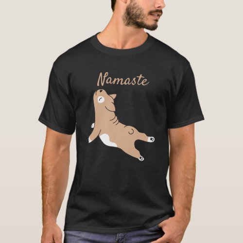 Yoga Dog Stretching Cartoon Namaste Pet Humor Dog T_Shirt