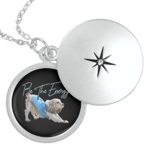 Yoga Downward Dog - Be The Energy Quote Locket Necklace