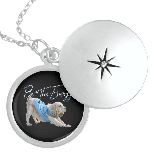 Yoga Downward Dog - Be The Energy Quote Locket Necklace (Front)