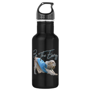 Yoga Downward Dog - Be The Energy Quote Stainless Steel Water Bottle