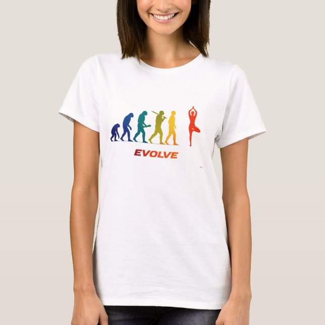 Yoga Evolution Silhouette Tree Pose Design T-Shirt (Front)