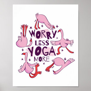 Yoga Exercise Flamingos  Poster