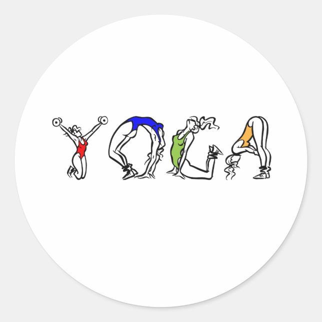 yoga fitness health classic round sticker (Front)
