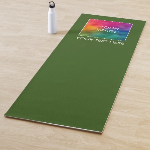 Yoga Fitness Mats Your Text Photo Forest Green