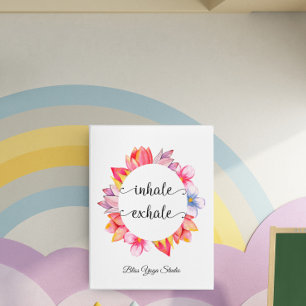 Yoga Floral Inhale Exhale Quote Canvas Print